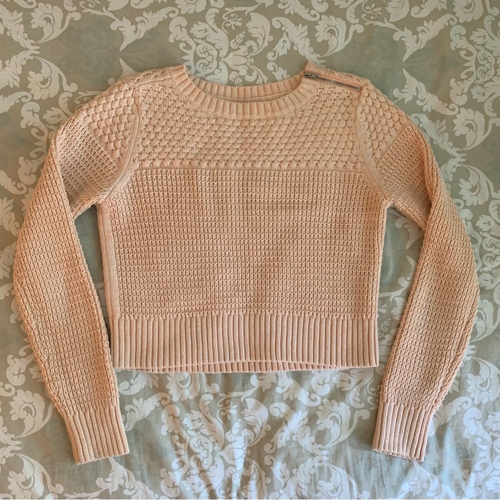 Banana Republic (Factory) - Crop Style Cable Knit Sweater - Size S -Light Coral